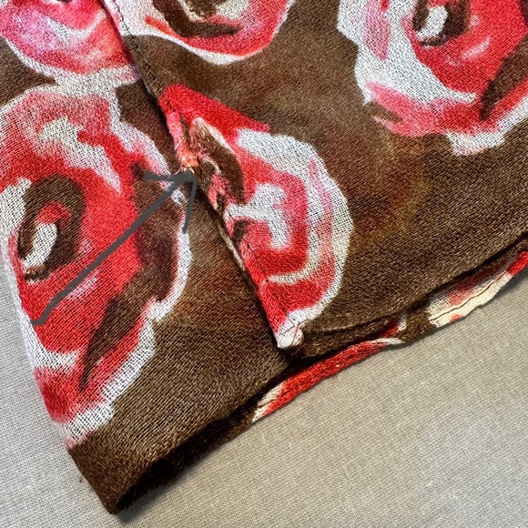 Brown and Red Floral Scarf - Picture 6 of 8